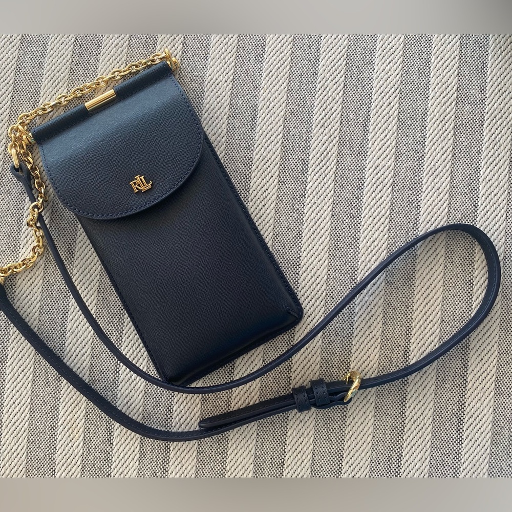 Lauren Ralph Lauren Navy Crossbody Bag with Gold Chain